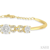 3/4 Ctw Round Cut Diamond Lovebright Bracelet in 14K Yellow and White Gold